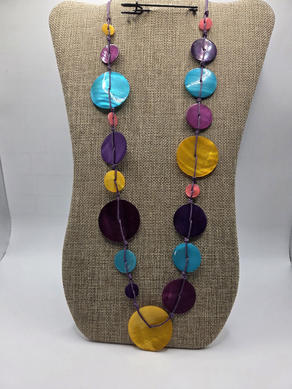 1542. Tagua Nut Long Colorful Necklace